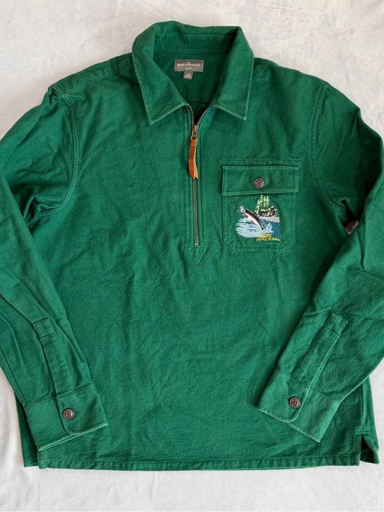 L.L. Bean Other - L.L. Bean Men’s Green Half-Zip Sweater with Pocket Embroidery